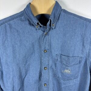 Vintage Colorado Mens Blue Denim Button Down Shirt Long Sleeve Cotton Large